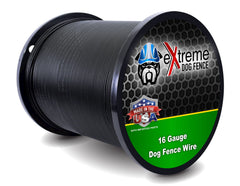 Extreme Dog Fence 16-gauge cable spool shows durable construction for long-lasting underground setups