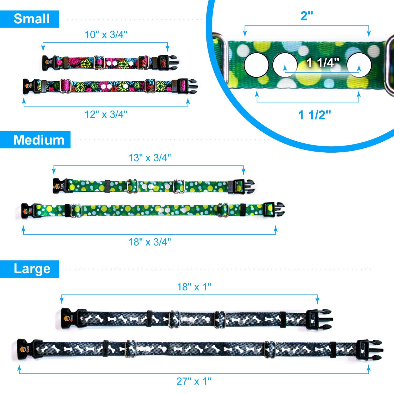 Extreme Dog Fence Black Bones Large strap demonstrates neck-size range 18 to 27 inches.