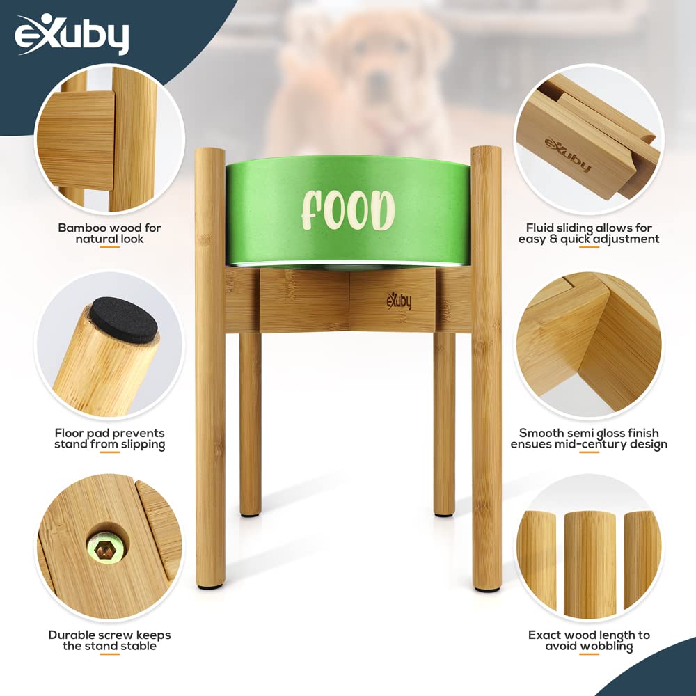 eXuby non-slip floor pads keep the stand steady during meals.