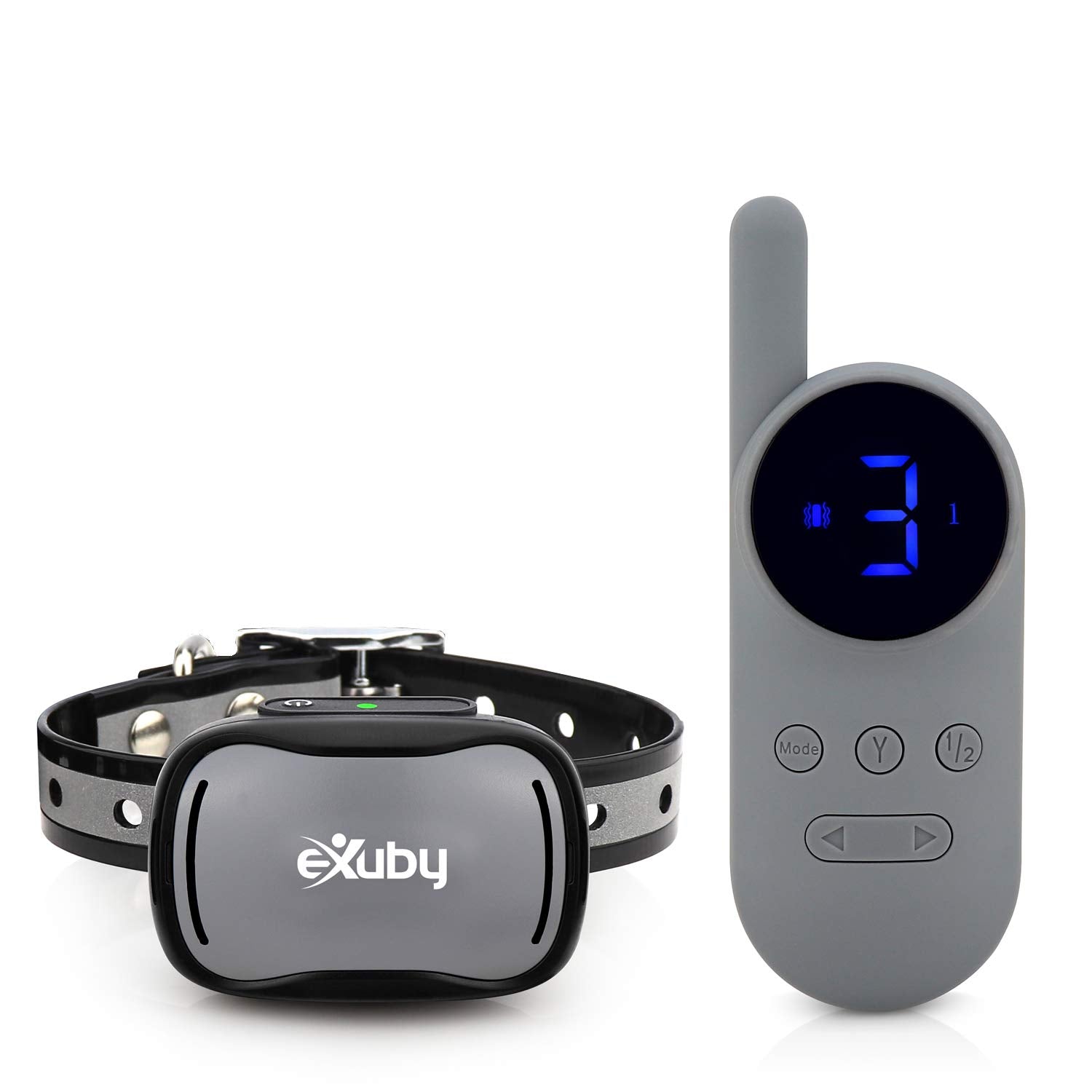 eXuby tiny shock collar gray on small dog for gentle training