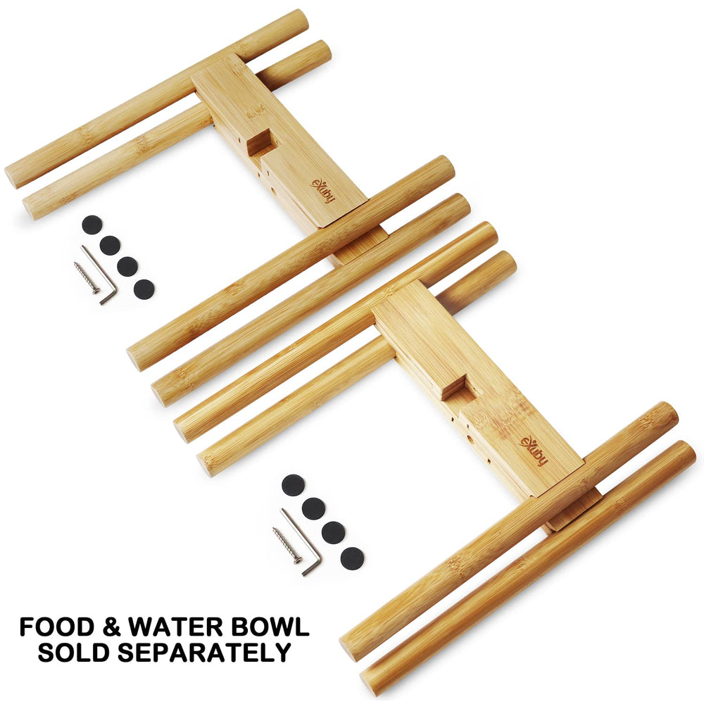 eXuby two-pack stands support both water and food bowls at an elevated level.