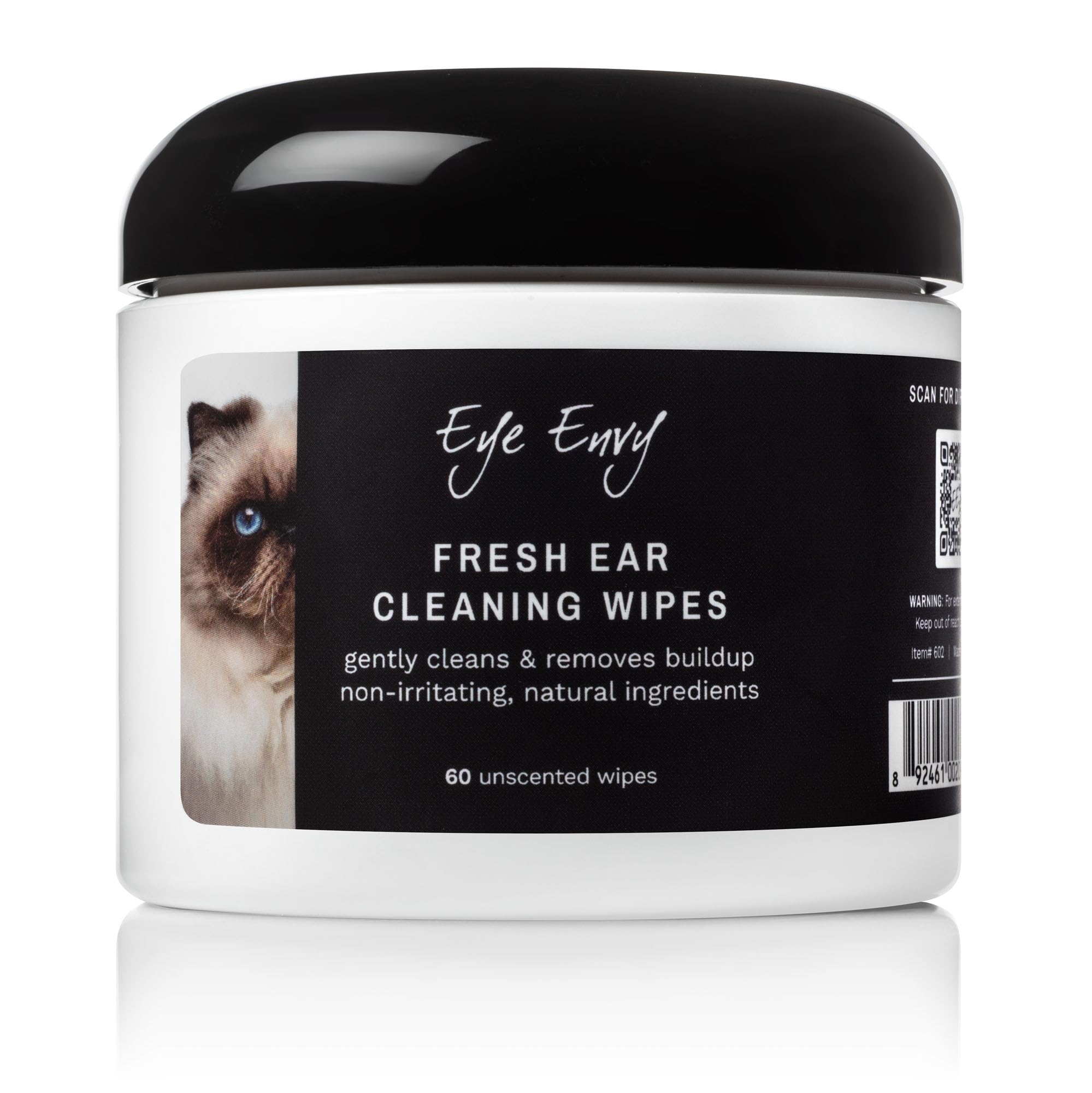 Eye Envy Fresh Ear Cleaning Wipes for Cats remove debris from ears for cleaner canals.