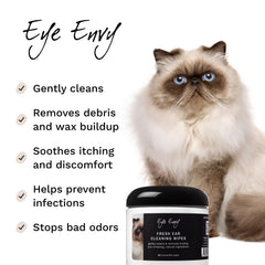 Eye Envy wipes' waffle texture gently cleans without scratching sensitive tissues.