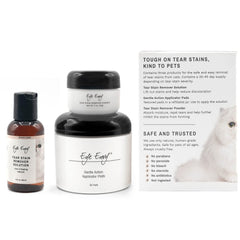 Eye Envy tear stain powder jar demonstrating moisture absorption to help keep eyes dry.