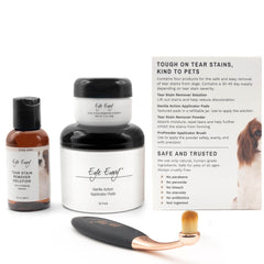Eye Envy Tear Stain Remover Powder highlights moisture-absorbing formula for clearer eyes.