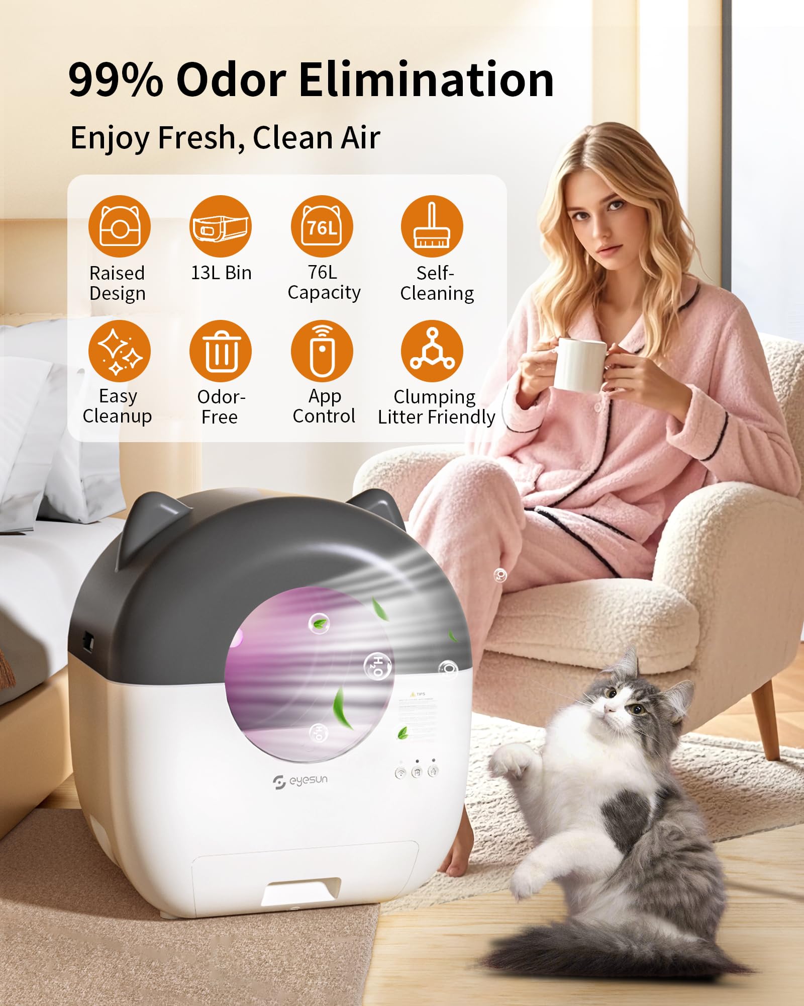 EYESUN multi-cat setup accommodates kittens to large cats easily