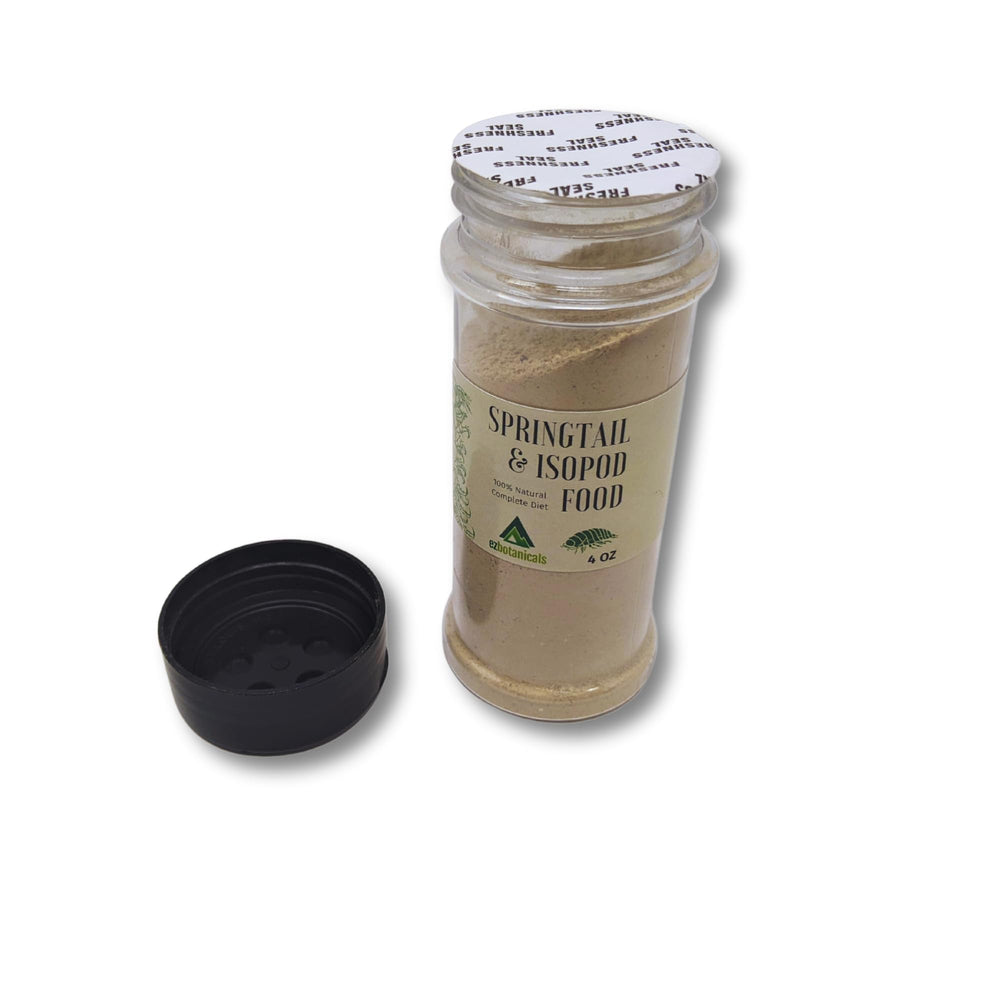 EZ Botanicals Springtail & Isopod Food close-up showing vibrant powder ideal for thriving cultures.
