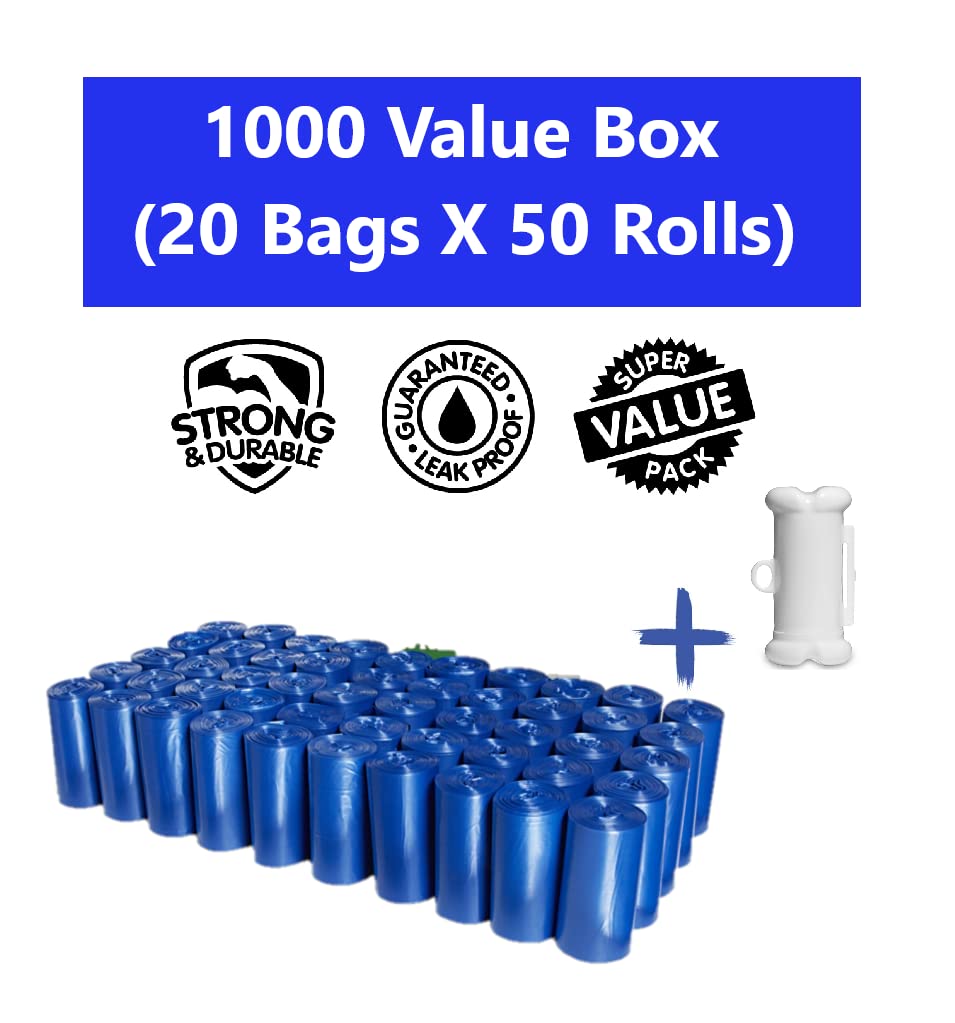 Blue unscented EZ PICK UP poop bags on a roll for mess-free walks.