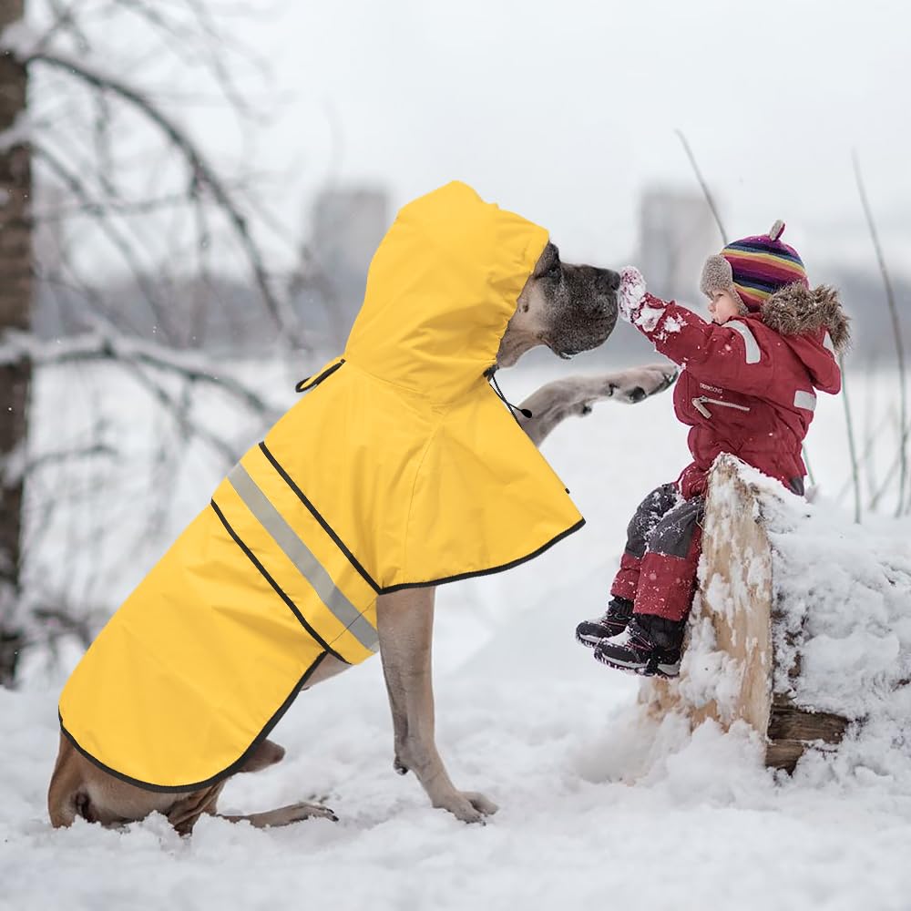 Ezierfy hooded dog rain coat with reflective belly strips for safer evening strolls.