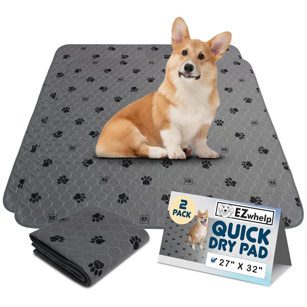 EZwhelp reusable quick-dry pad overview shows a waterproof layer for reliable coverage.