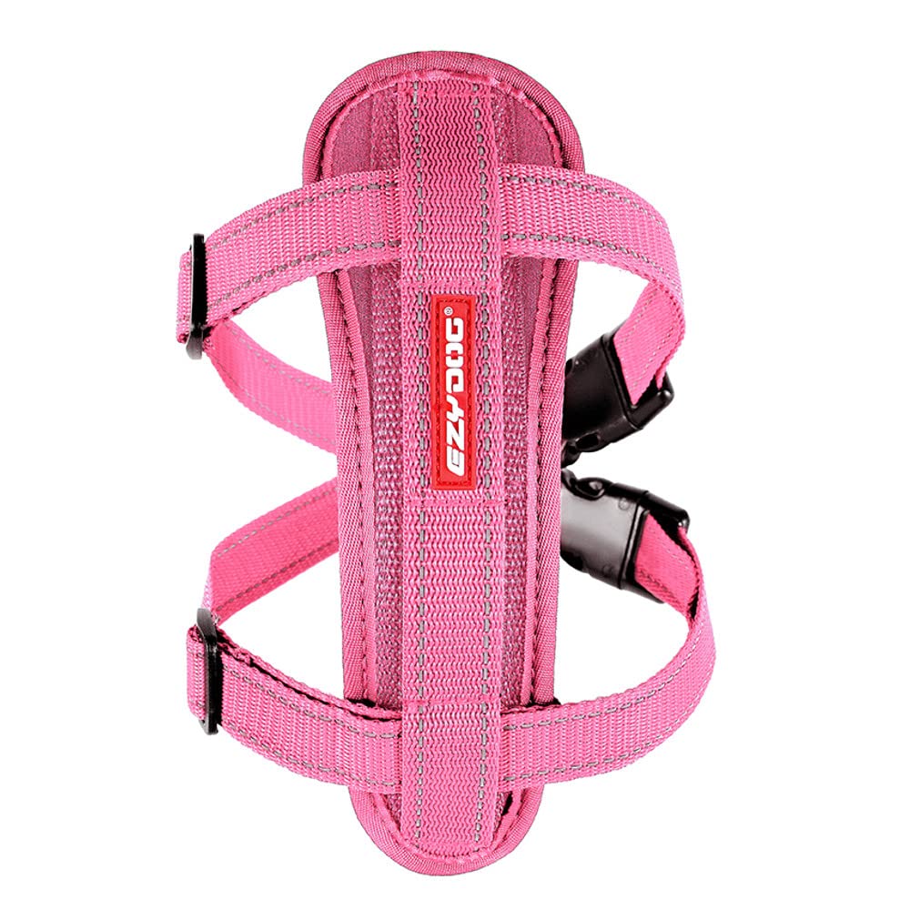 EzyDog chest plate no-pull harness chest plate demonstrates escape-proof, secure fit for daily walks.