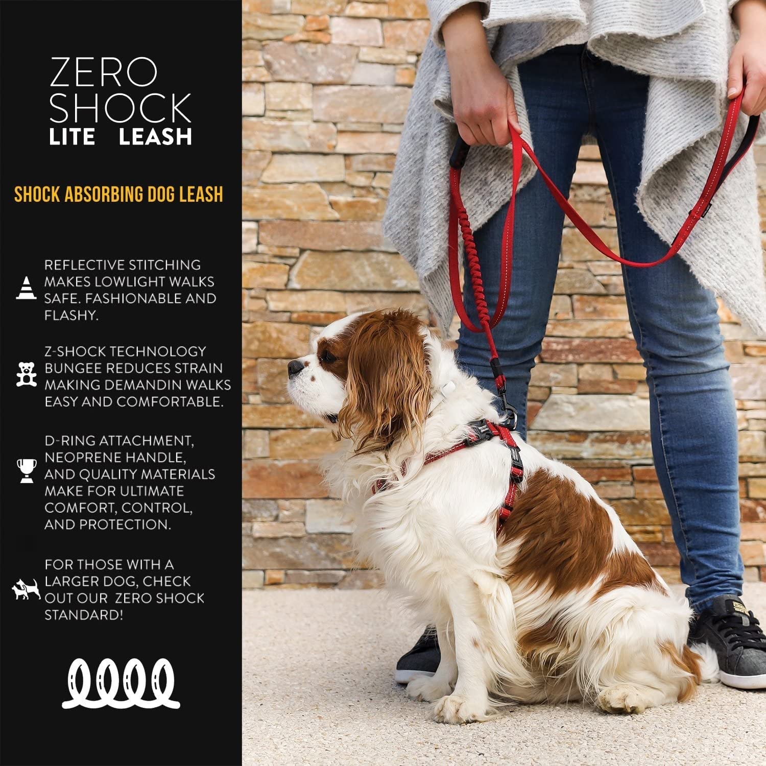 EzyDog Zero Shock Lite Leash dual-handle design for improved control.