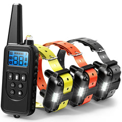 F-color dog shock collar remote showcases long-range training up to 875 yards.