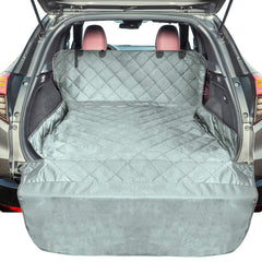 F-color SUV Cargo Liner dog-cover mat in trunk protects fur and spills.