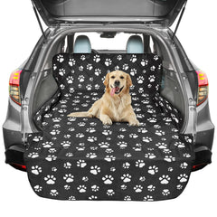 F-color SUV Cargo Liner angle shot shows full-seat protection for dogs during trips