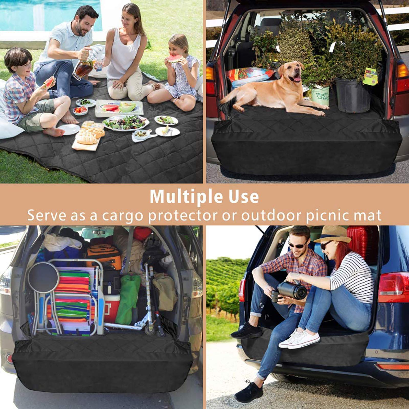 F-color SUV Cargo Liner durable 600D oxford with reinforced stitching for longevity.