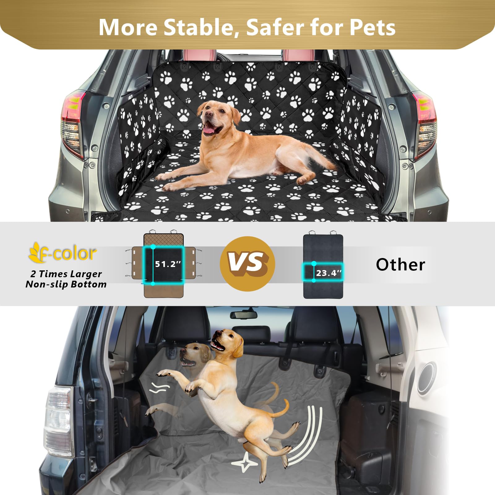 F-color quick-install buckles simplify moving the liner between vehicles