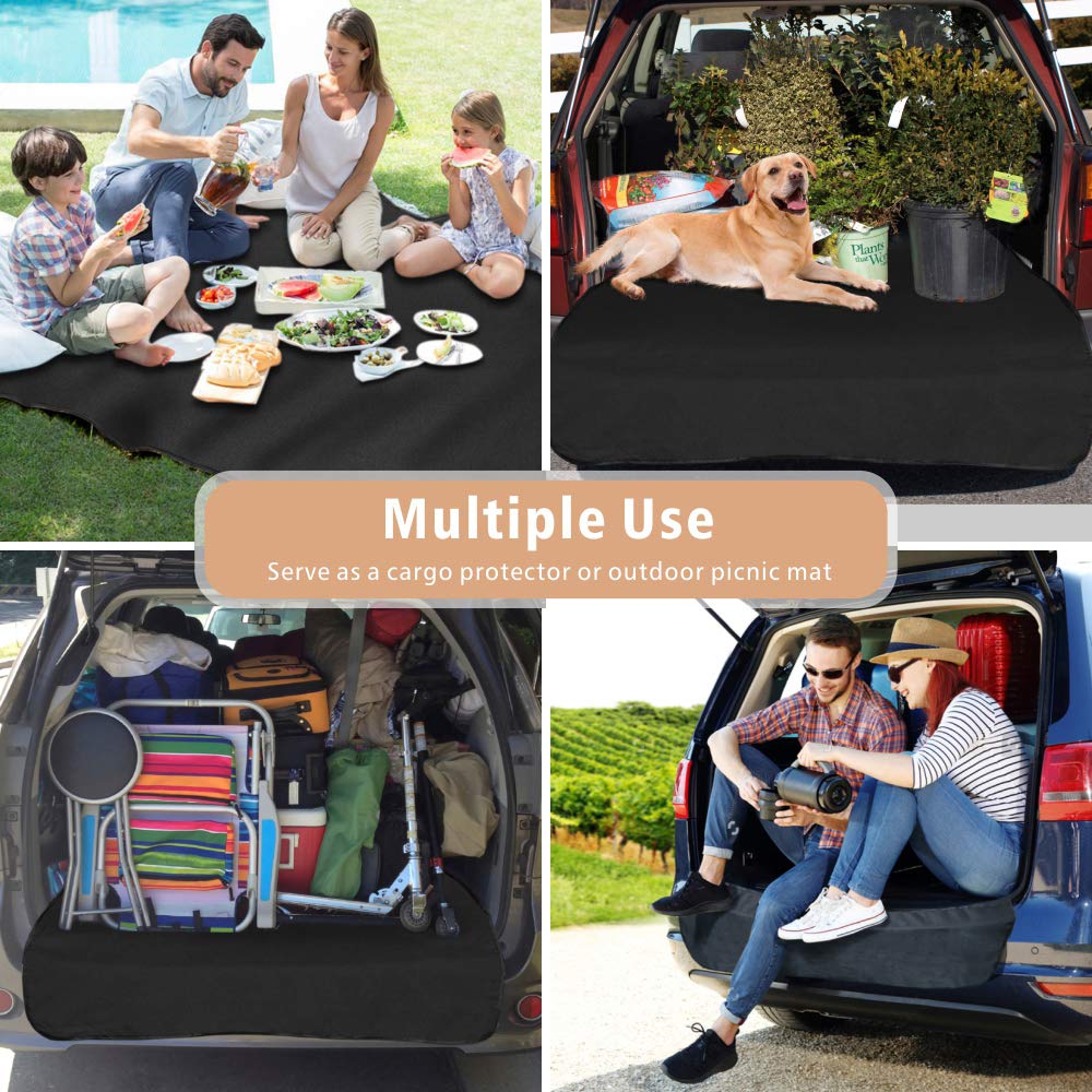 F-color SUV Cargo Liner installs in minutes with quick-release buckles.