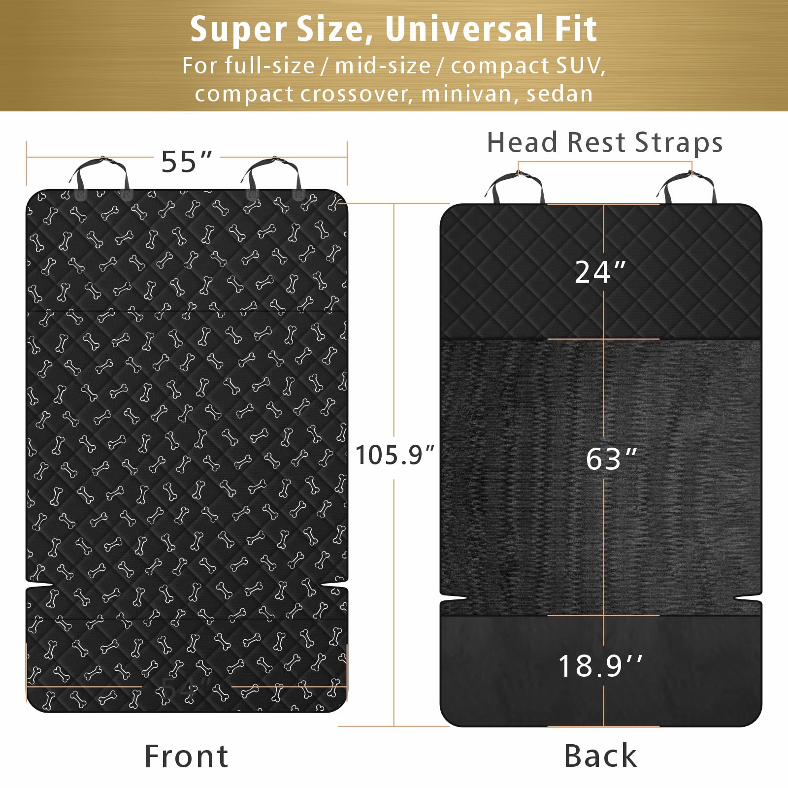 F-color SUV Cargo Liner with non-slip backing for stable pet travel.