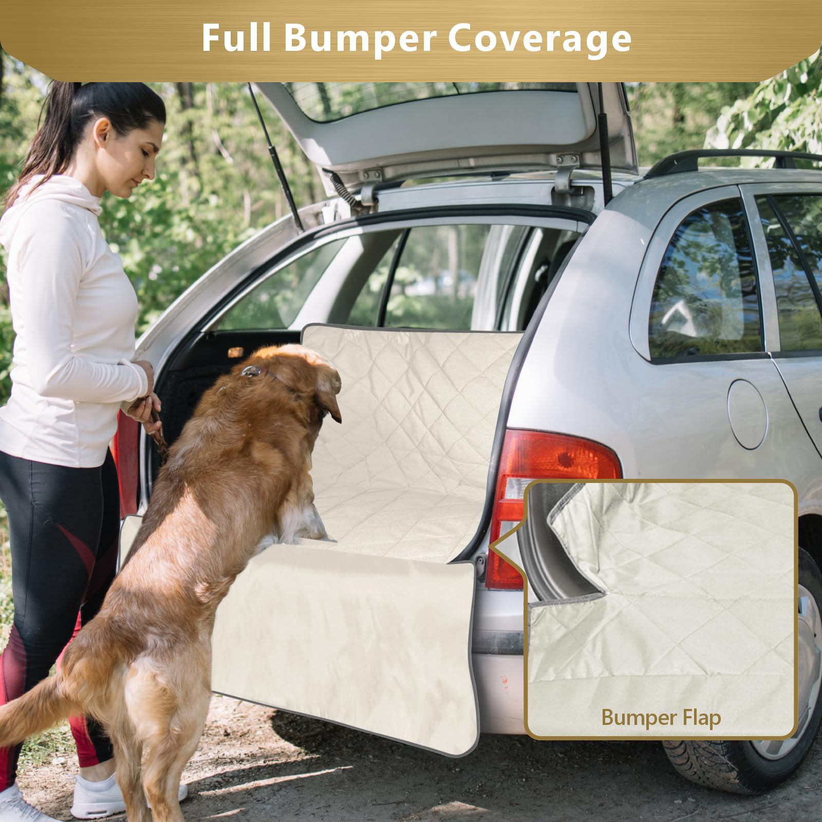 F-color SUV Cargo Liner quick-release straps enable easy installation.