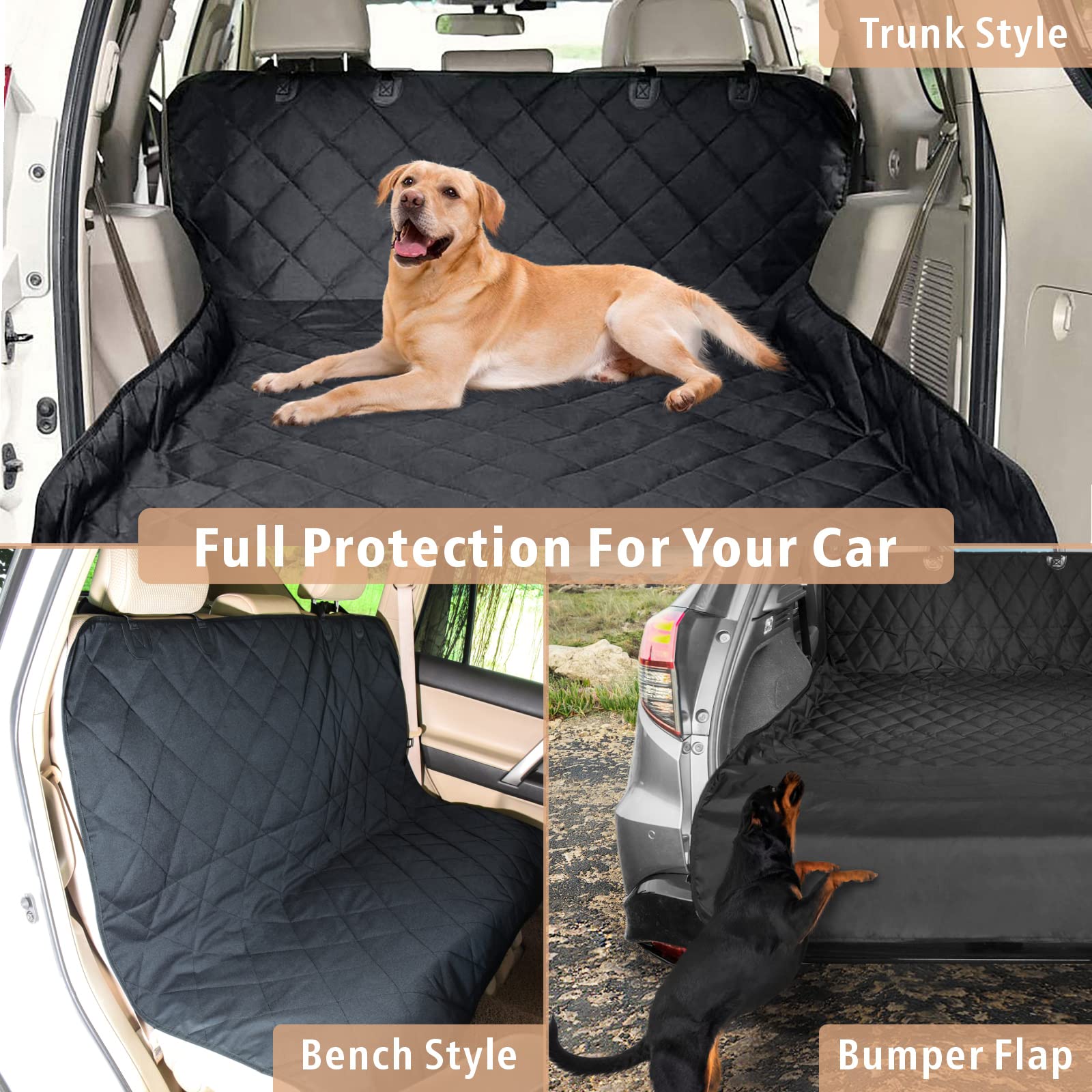 F-color SUV Cargo Liner quilted padding adds comfort on long drives with pets.