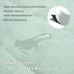 F-color water-resistant fabric shields seats from spills and mud.