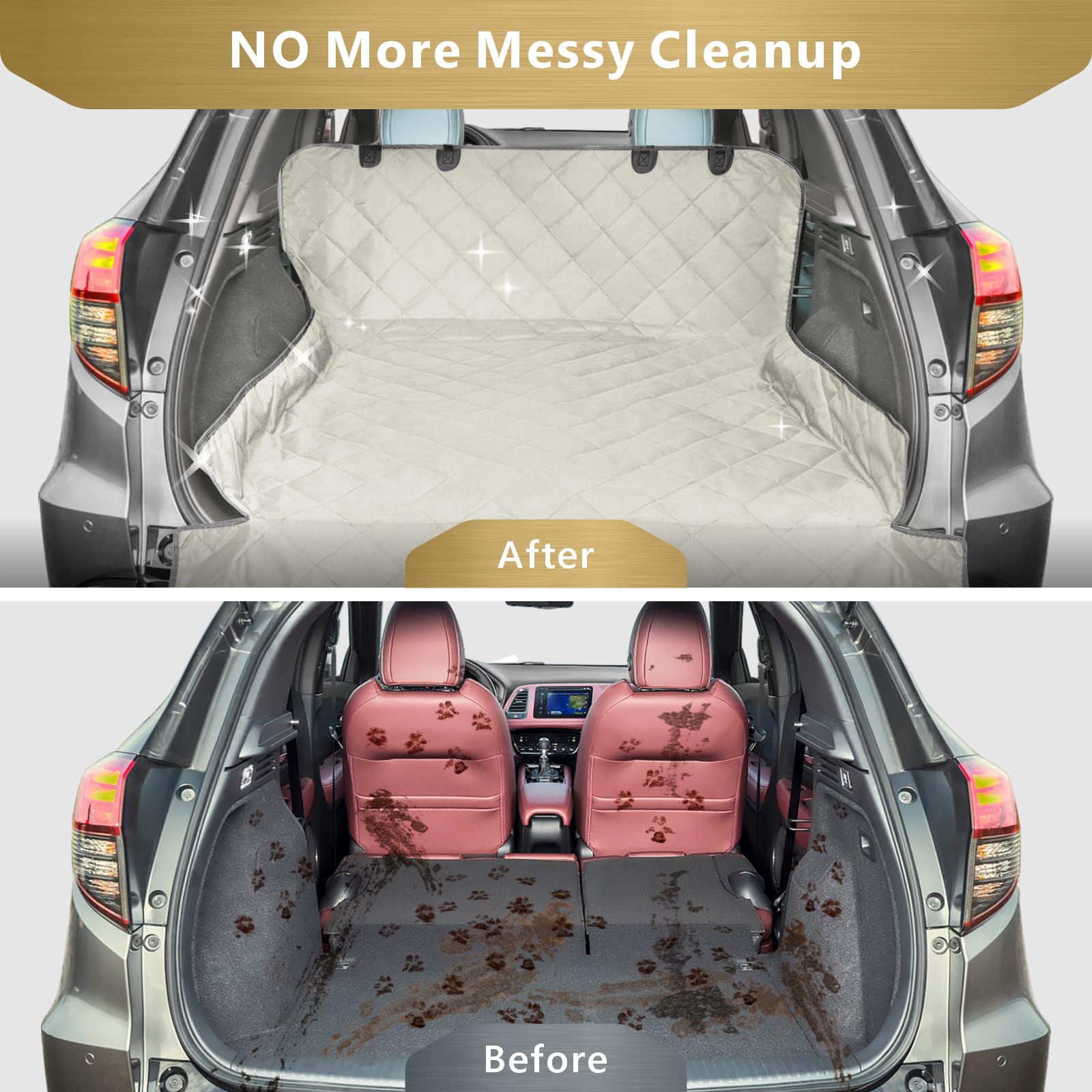 F-color SUV Cargo Liner water-resistant fabric blocks spills and odors.