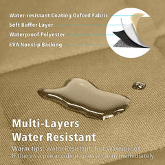 F-color four-layer water-resistant layer guards seats from spills and messes during rides.