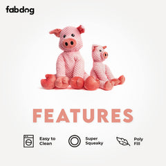 Fabdog Floppy Pig Toy reveals squeaker inside for engaging fetch and chew play.