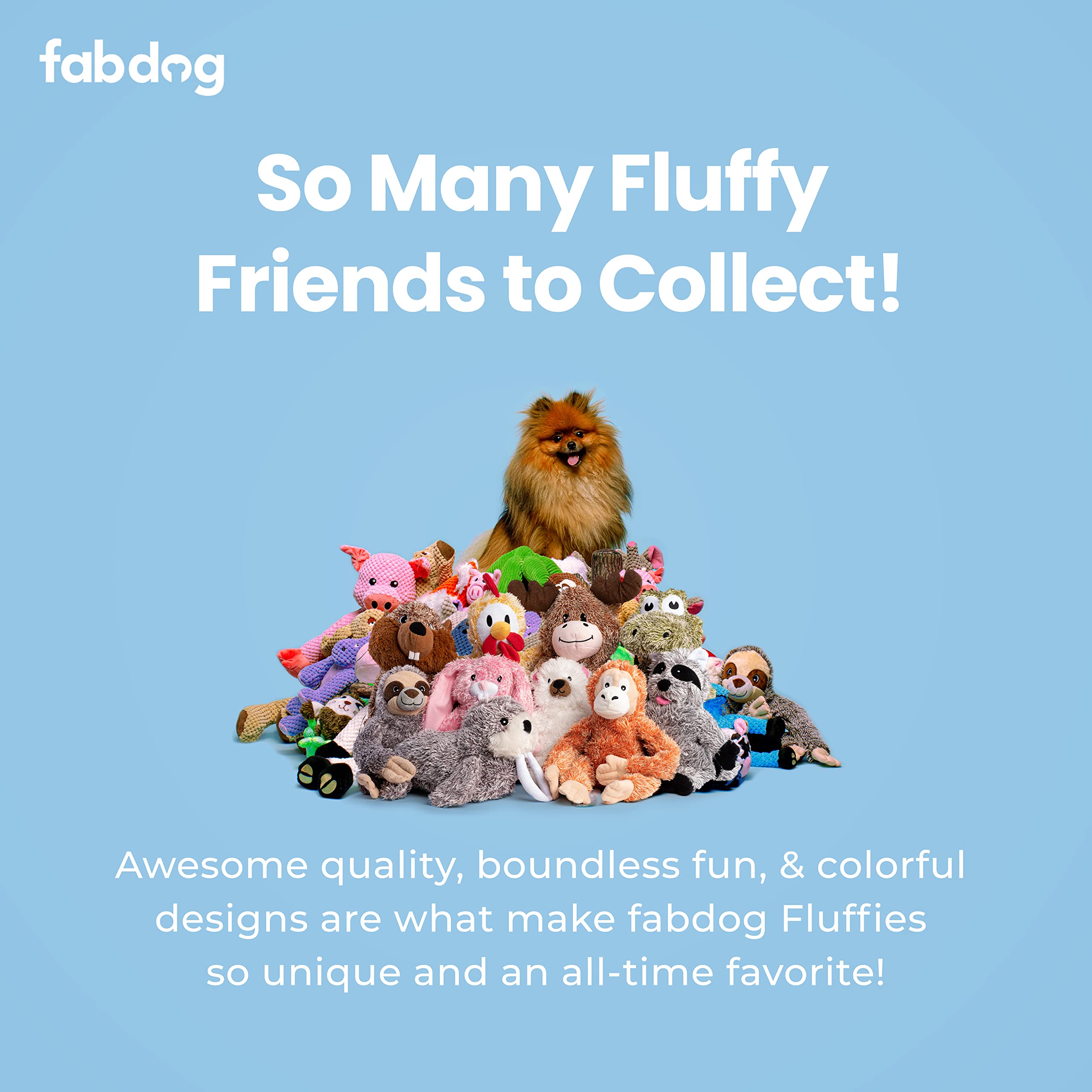 Fabdog Fluffies dog toy in action shows lightweight plush for all breeds