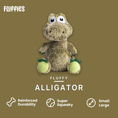 Fabdog Fluffies plush dog toy close-up shows soft exterior for gentle teething fun