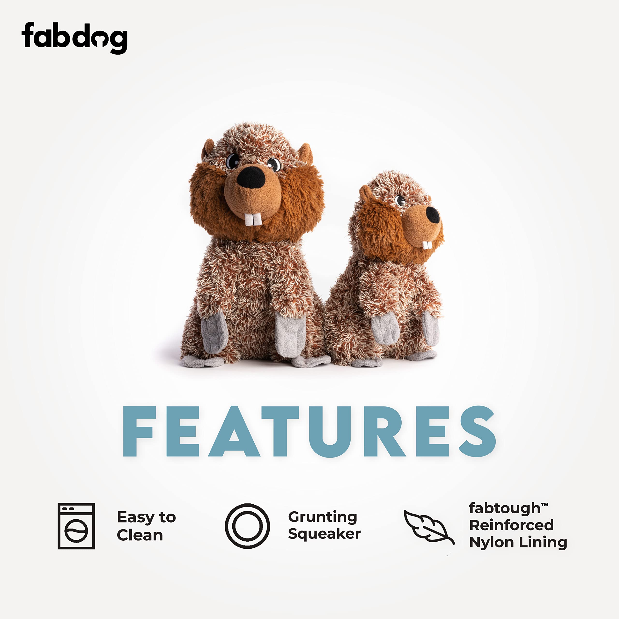fabdog Fluffies raccoon toy squeak adds playful texture for curious pups