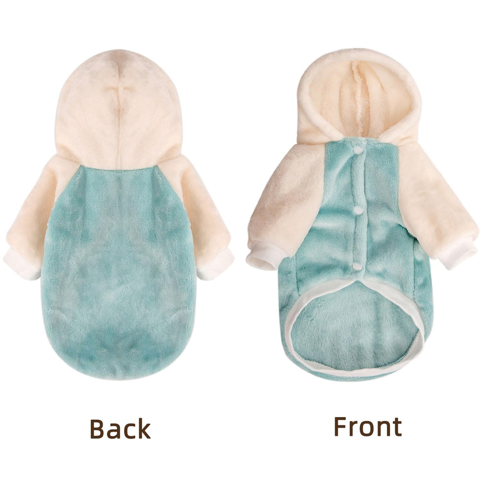 Fabricastle dog hoodie on side view shows cozy fit for tiny breeds