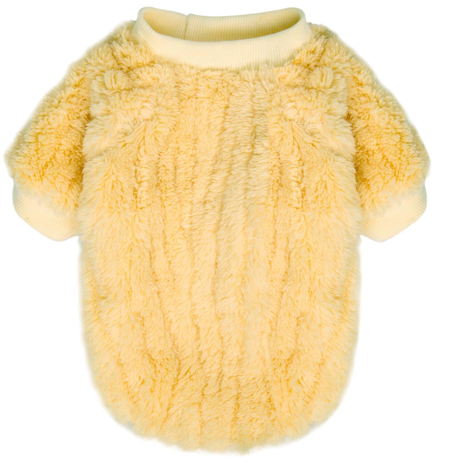 FABRICASTLE model wearing dog sweater demonstrates fit and comfort