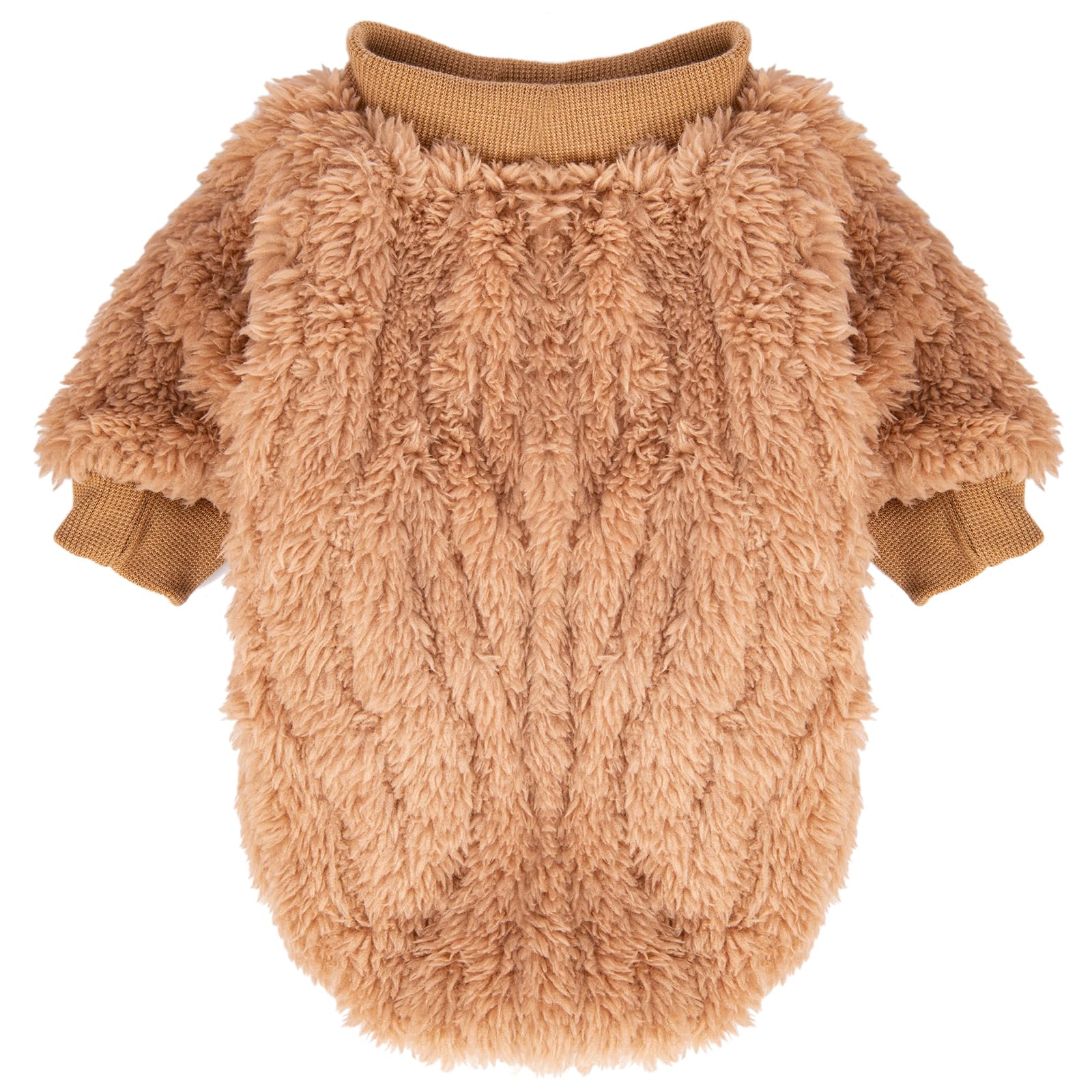 FABRICASTLE dog sweater doe front provides lightweight warmth for chilly days.