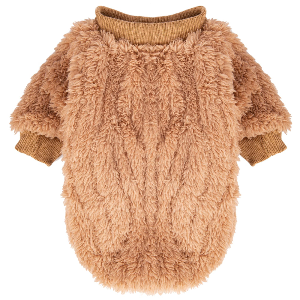 FABRICASTLE dog sweater doe front provides lightweight warmth for chilly days.