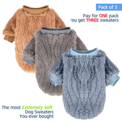 FABRICASTLE dog sweater grey front highlights skin-friendly fleece and easy care.