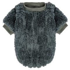 FABRICASTLE dog sweater in dark grey worn by a pet for everyday warmth