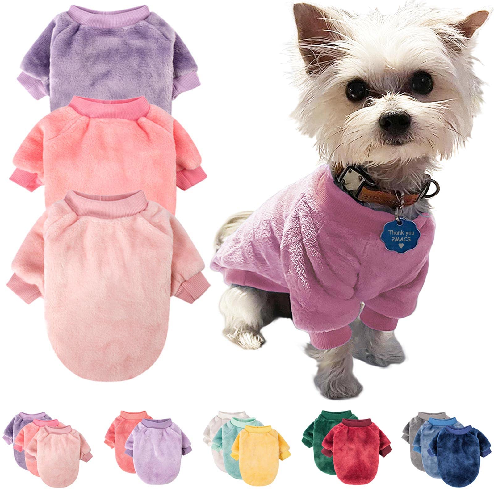 FabriCastle dog sweater pink front view shows cozy warmth for small dogs