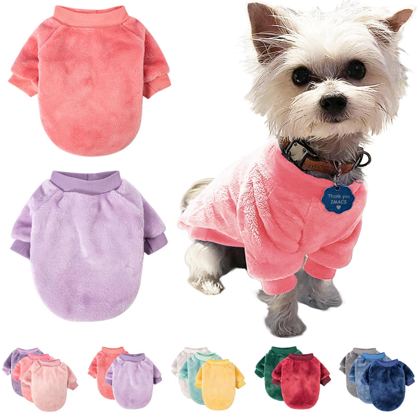 FABRICASTLE dog sweater pink keeps small dogs warm and stylish in chilly weather.