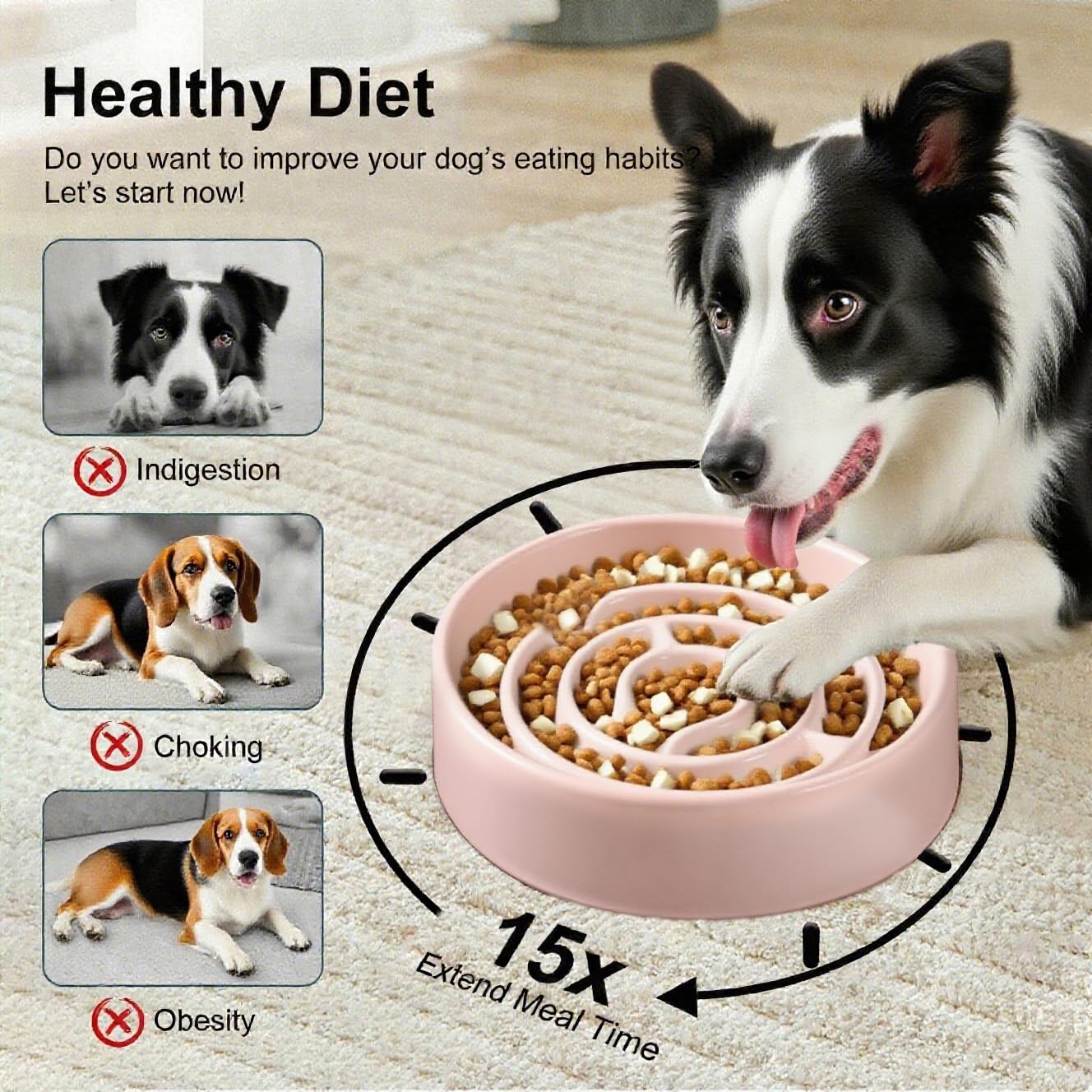 Facdiary anti-slip base keeps the bowl steady during lively meals.
