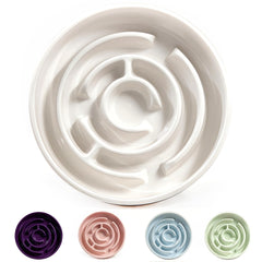 Facdiary ceramic slow-feeder bowl anti-slip keeps bowls steady during mealtime for calmer feeding.