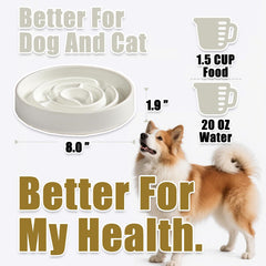 Facdiary ceramic slow-feeder bowl ridges design slows meals for mindful feeding.