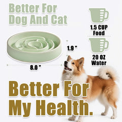 Facdiary ceramic slow feeder dog bowl green pattern supports diet variety and mindful eating.