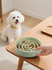 Facdiary ceramic slow feeder dog bowl green ridges promote mindful slower eating during meals.