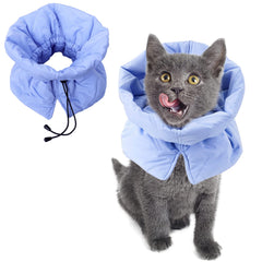 FACULX Cat Recovery Collar blue front view shows gentle protection after surgery
