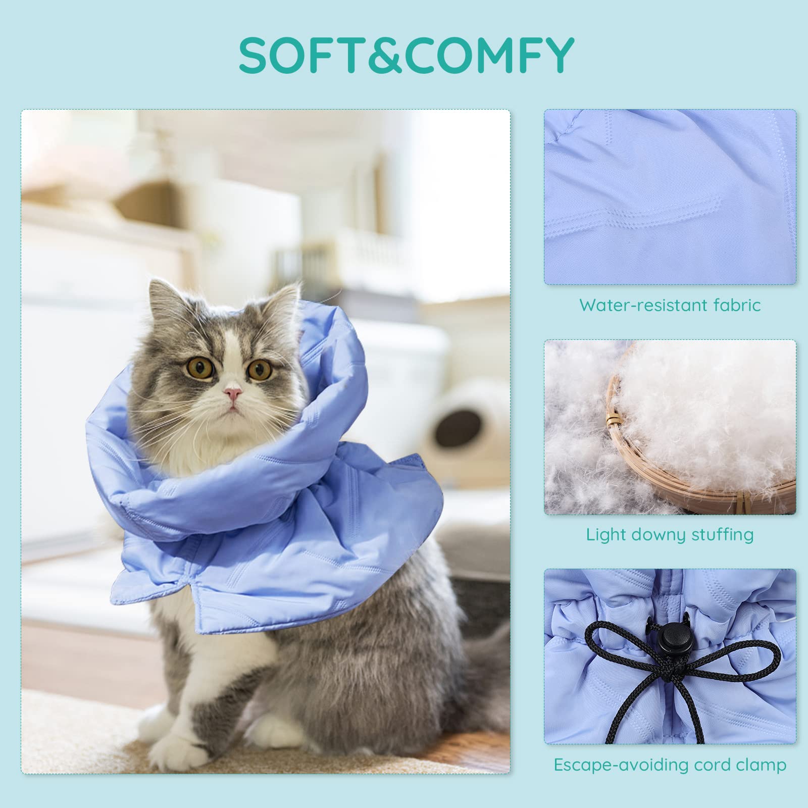 FACULX Cat Recovery Collar blue washable outer fabric simplifies post-use cleaning