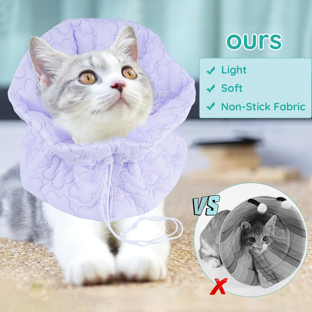 FACULX cat recovery collar cat wearing image demonstrates non-restrictive recovery during daily activity