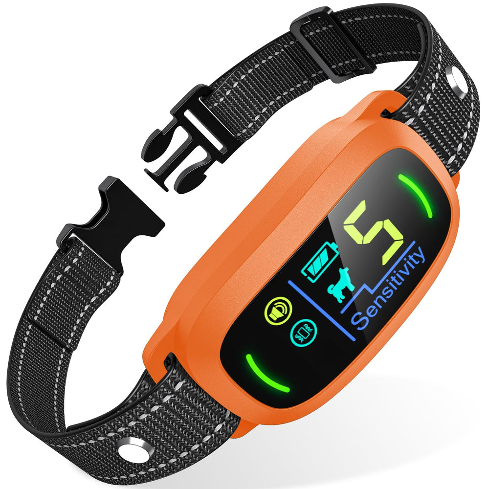 FAFAFROG dog bark collar front view demonstrating calm-walk training