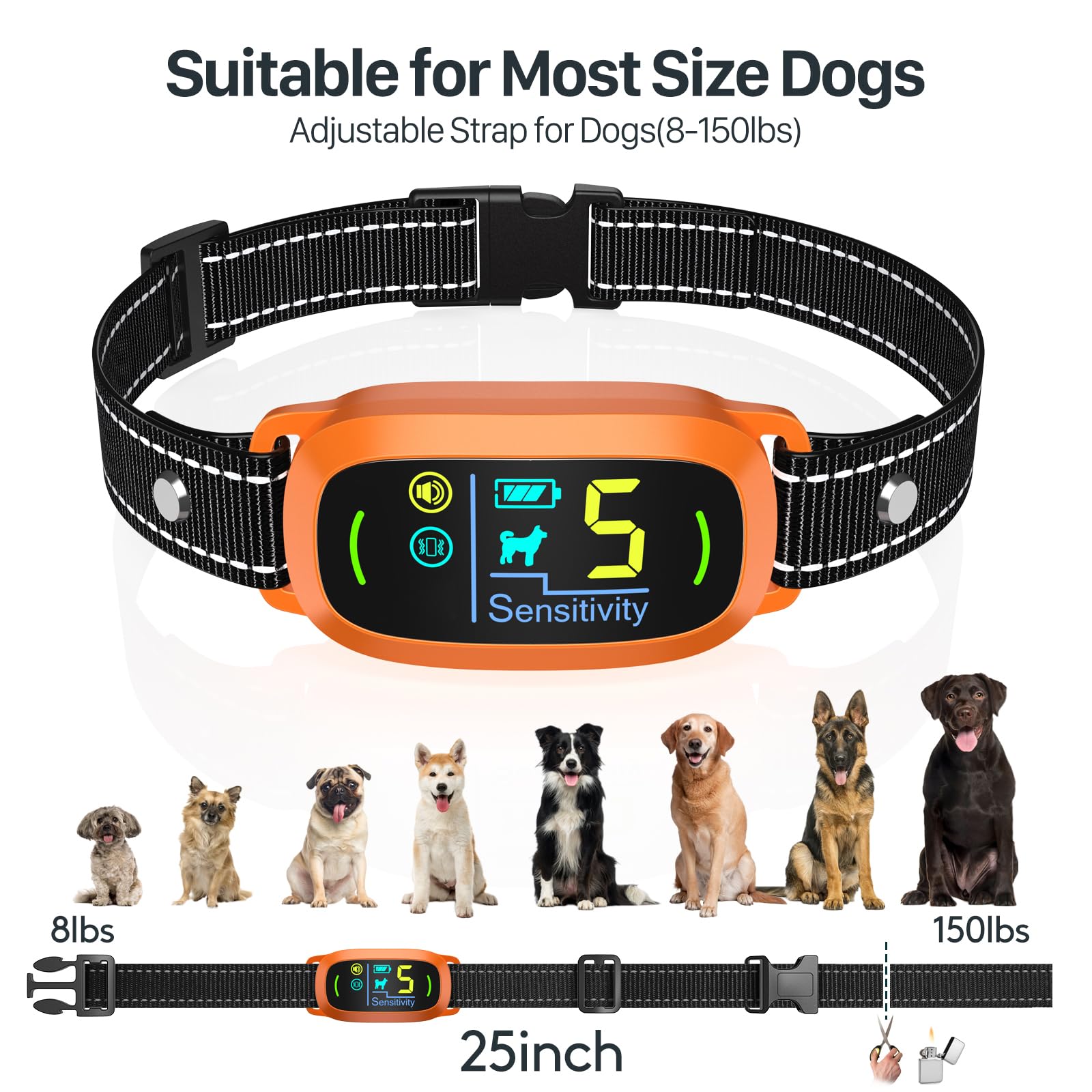 FAFAFROG dog bark collar size-adjustment enables secure fit as dog grows